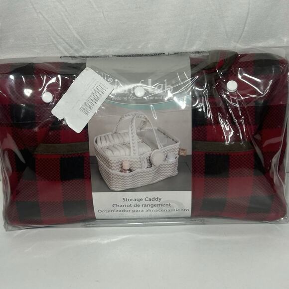 Trend Lab Storage Caddy Red Plaid Print Baby Diaper Holder - Picture 1 of 3